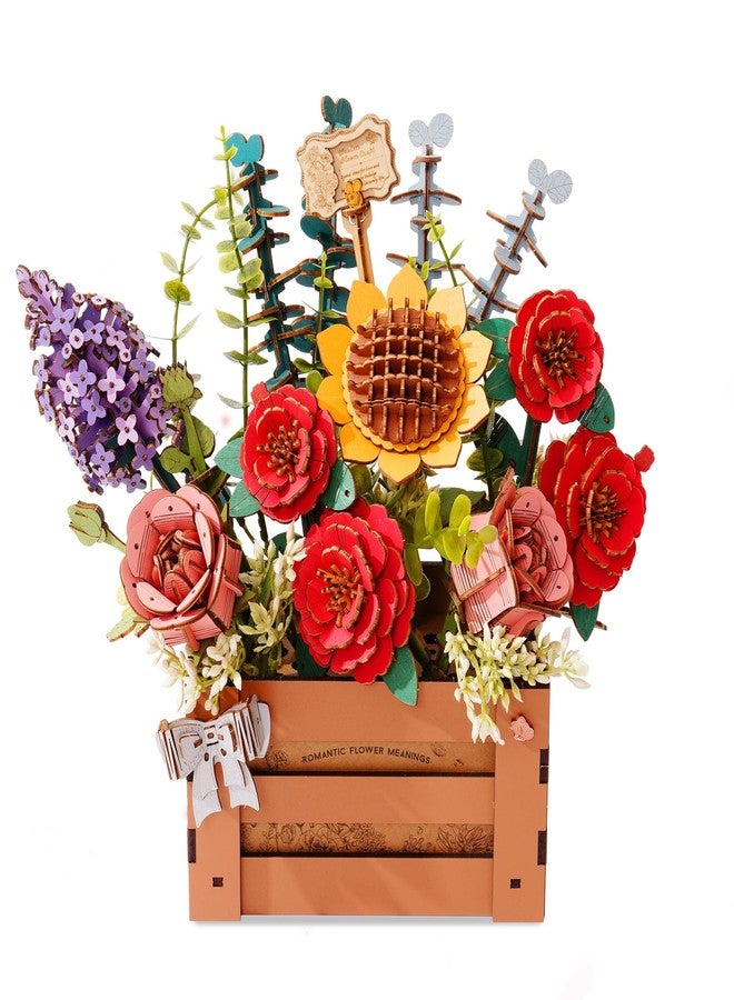 Wowood 3D Wooden Flower Puzzle for Adults-Wooden Bloom Box, DIY Craft Model Kit Building Set, Botanical Decor Creative Gift for Lovers Nature Enthusiasts (658PCS) - Image 1